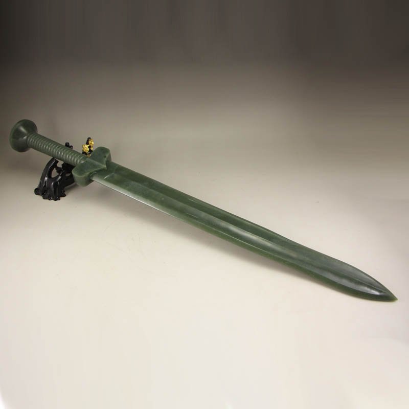 Vintage Chinese Qing Dynasty  Green Hetian Jade Sword (1 of 8)