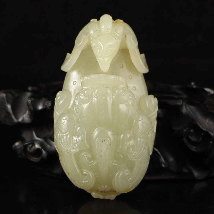 Vintage Chinese Hetian Jade Fortune Beast Belt Buckle (1 of 7)