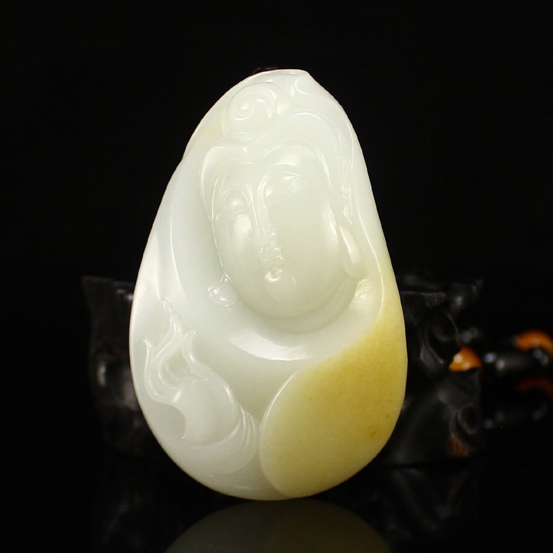 Fine Chinese Hetian Jade Kwan-yin Pendant w Certificate (1 of 9)