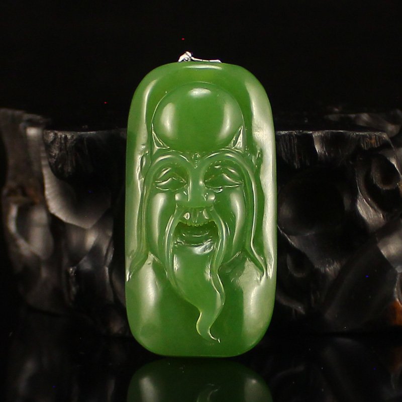 China Green Hetian Jade Longevity Taoism Deity Pendant (1 of 8)