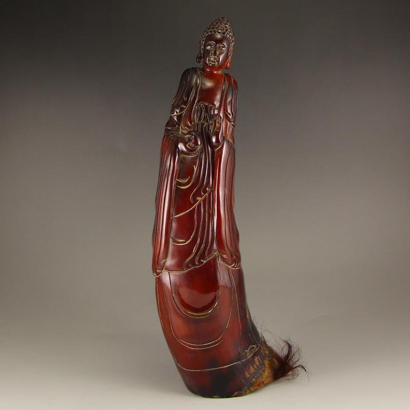 Vintage Chinese Ox Horn Kwan-yin Statue (1 of 8)