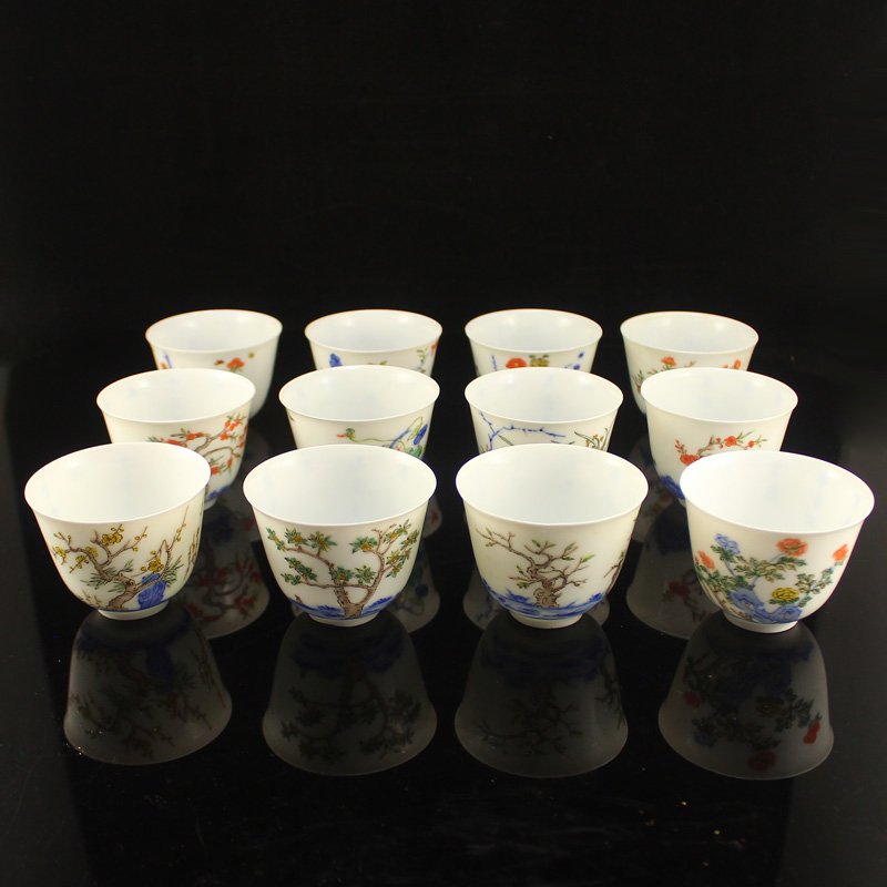 A Set Chinese Famille Rose Porcelain Teacups (1 of 10)