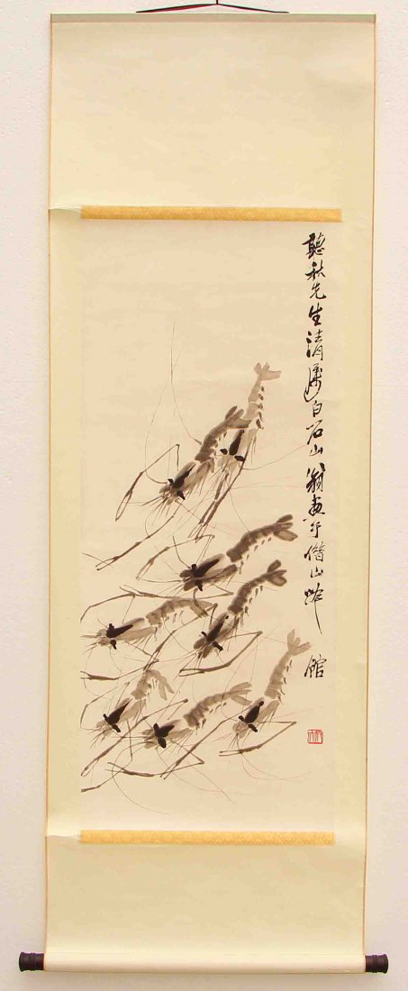 Chinese Ink on Xuan Paper Painting - Shrimp Qi Baishi (1 of 7)