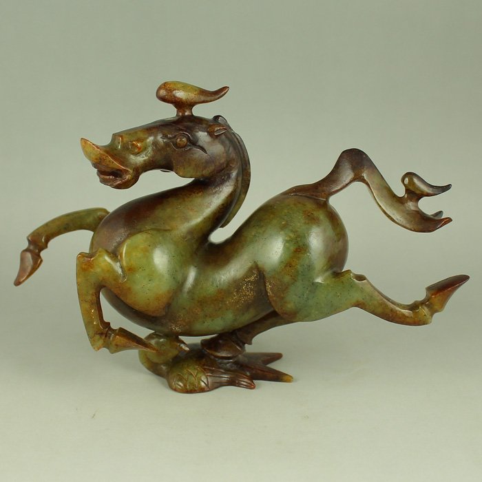 Hetian Jade Horse Stepping On Flying Swallow Statue (1 of 9)