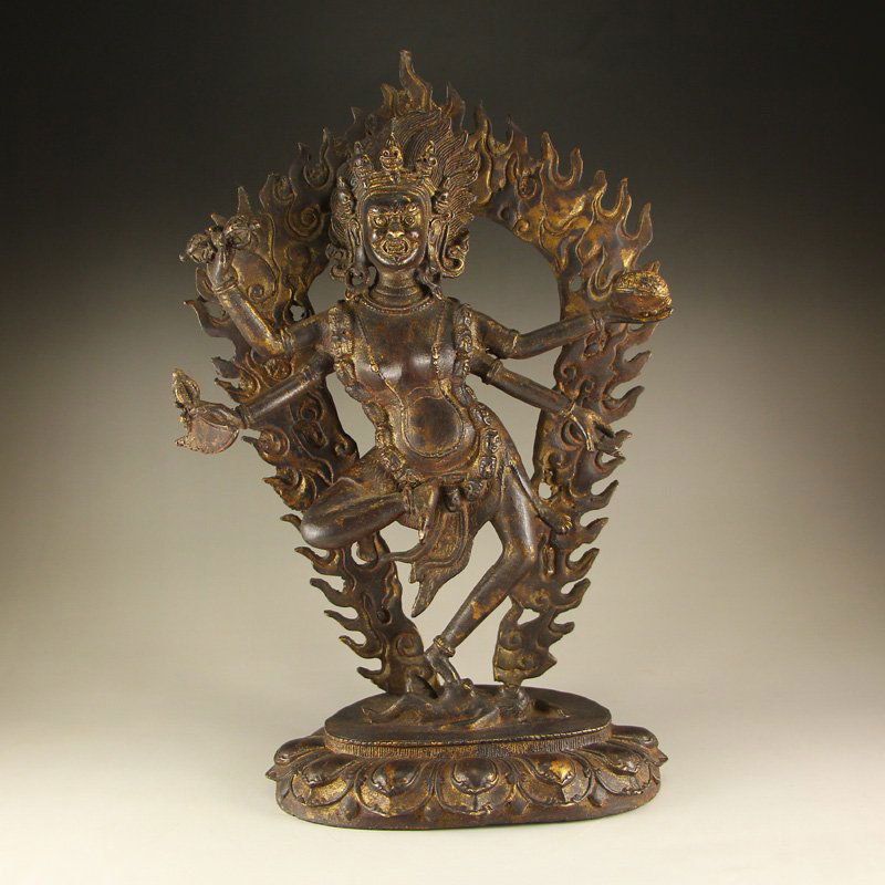 Chinese Tibet Bronze Four Arms Kurukulle Statue (1 of 8)