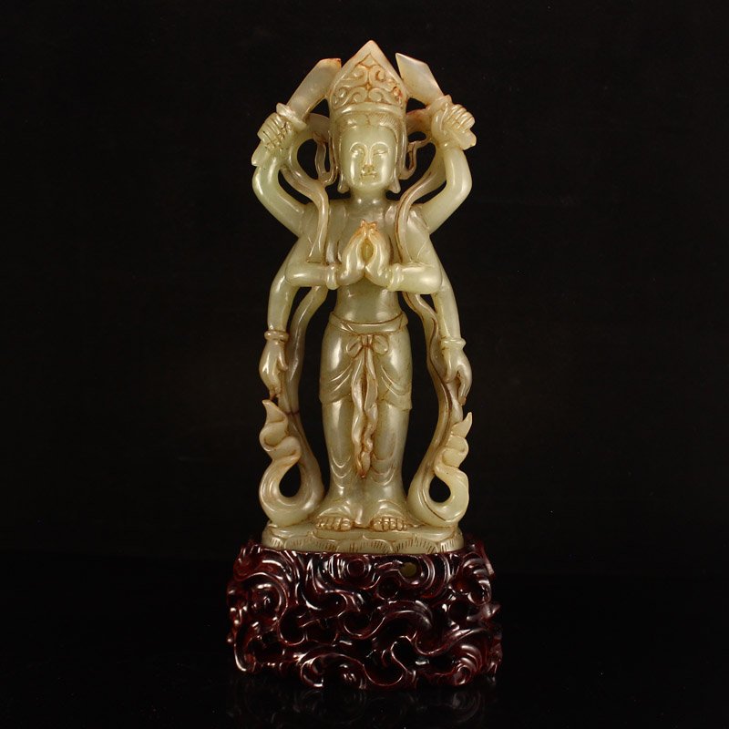 Chinese Hetian Jade Tibet Buddhist Kwan-yin Statue (1 of 6)