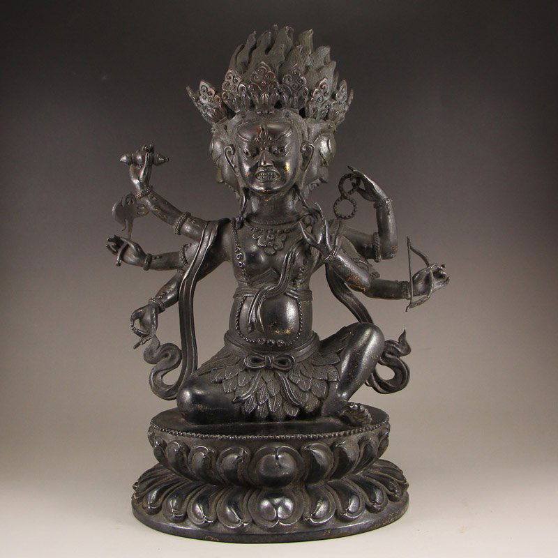 Chinese Ming Dynasty Bronze Six Arms Mahakala Statue (1 of 8)