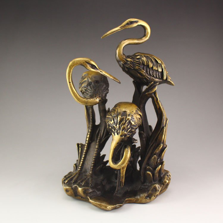 Vintage Chinese Brass Crane Statue (1 of 6)
