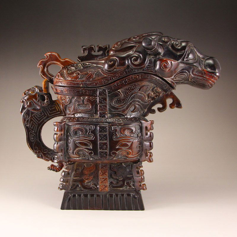 Chinese Qing Dynasty Ox Horn Sacrificed Cup (1 of 10)