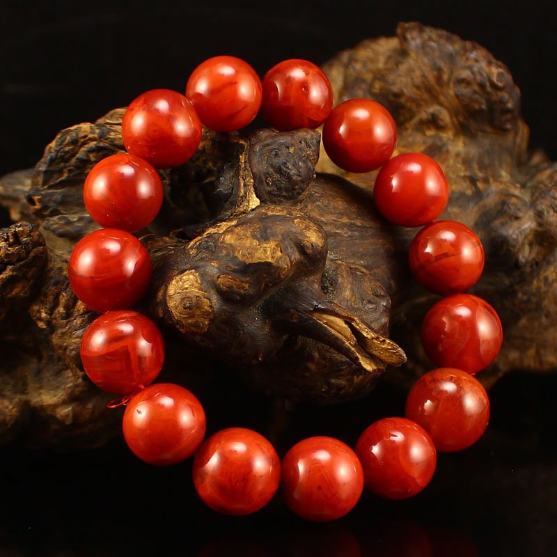 15 mm Superb Chinese Nanhong Agate Beads Bracelet (1 of 9)