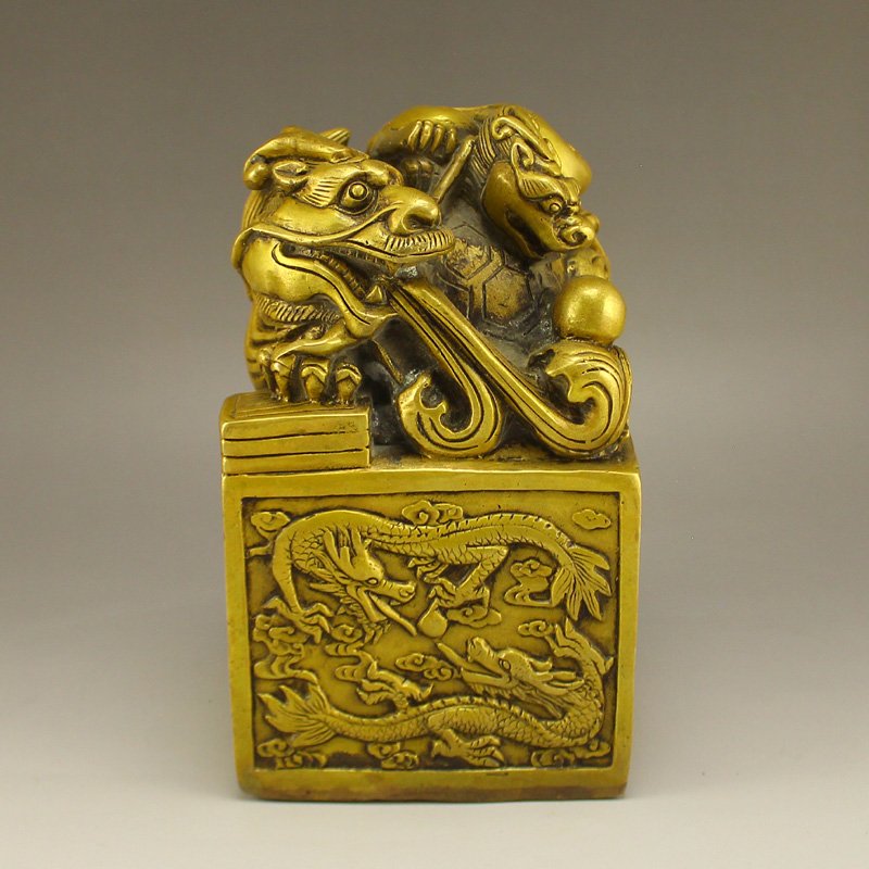 Vintage Chinese Brass Dragon Turtle Seal (1 of 6)