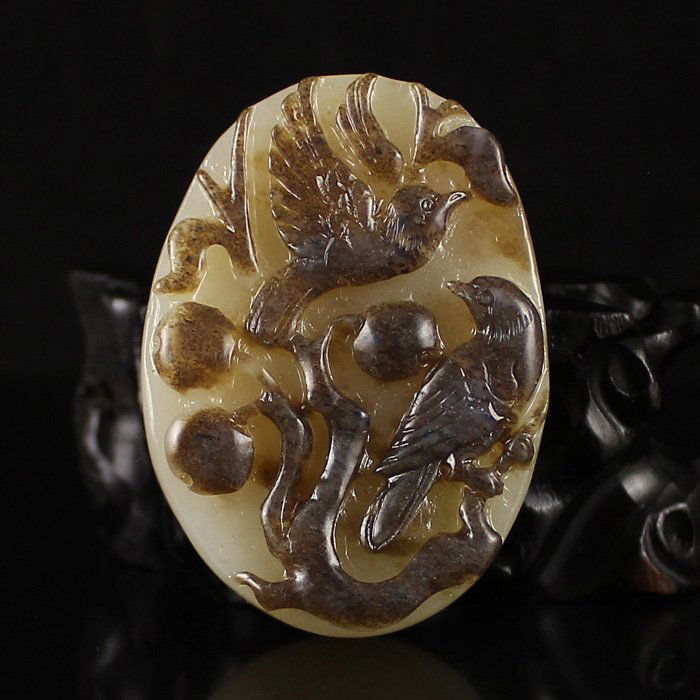 Chinese Hetian Jade Pendant - Magpie & Plum Flower (1 of 6)