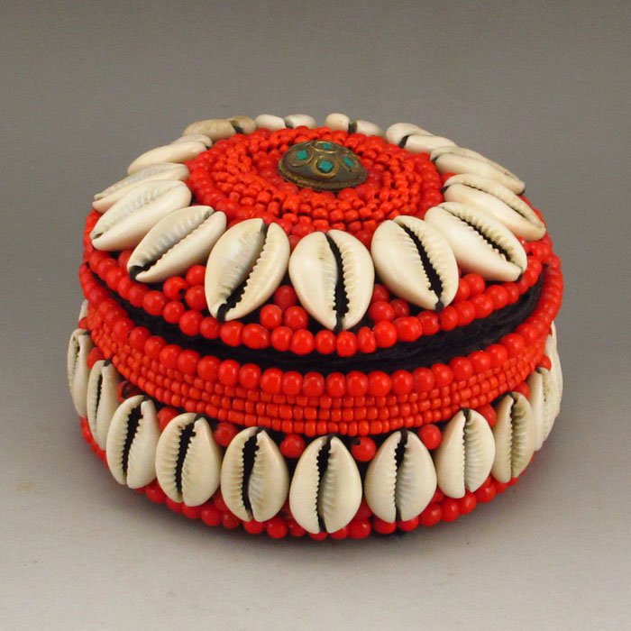 Handmade Tibet Jewelry Box Inlay Red Coral & Shell (1 of 5)