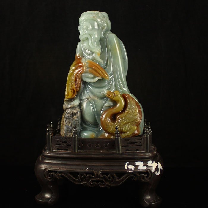 Chinese Shoushan Stone Statue - Old Men & Goose (1 of 8)