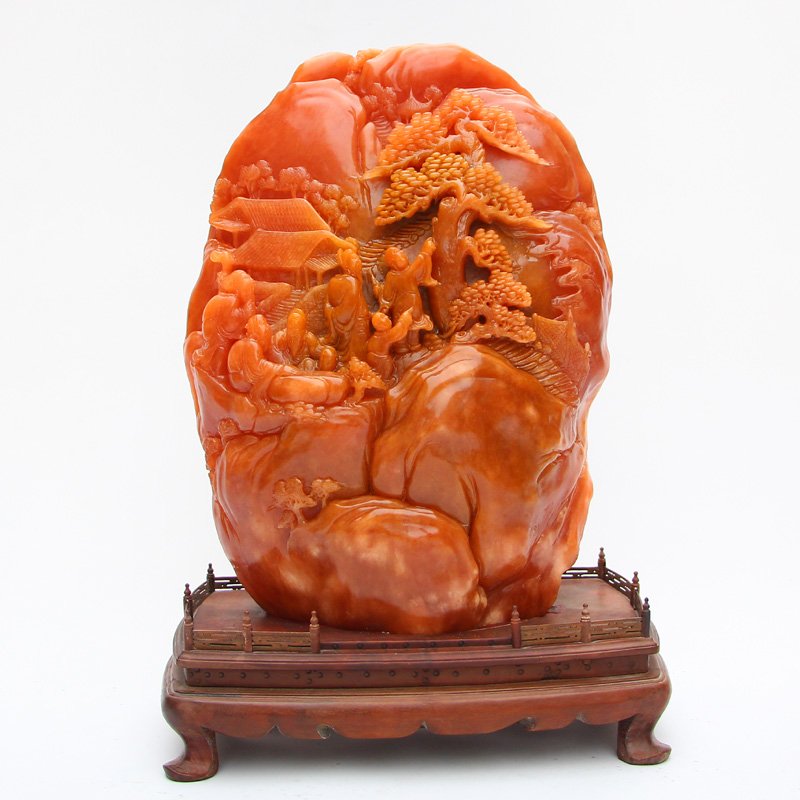 24 kg Chinese Shoushan Stone Statue - Sages Meeting (1 of 8)