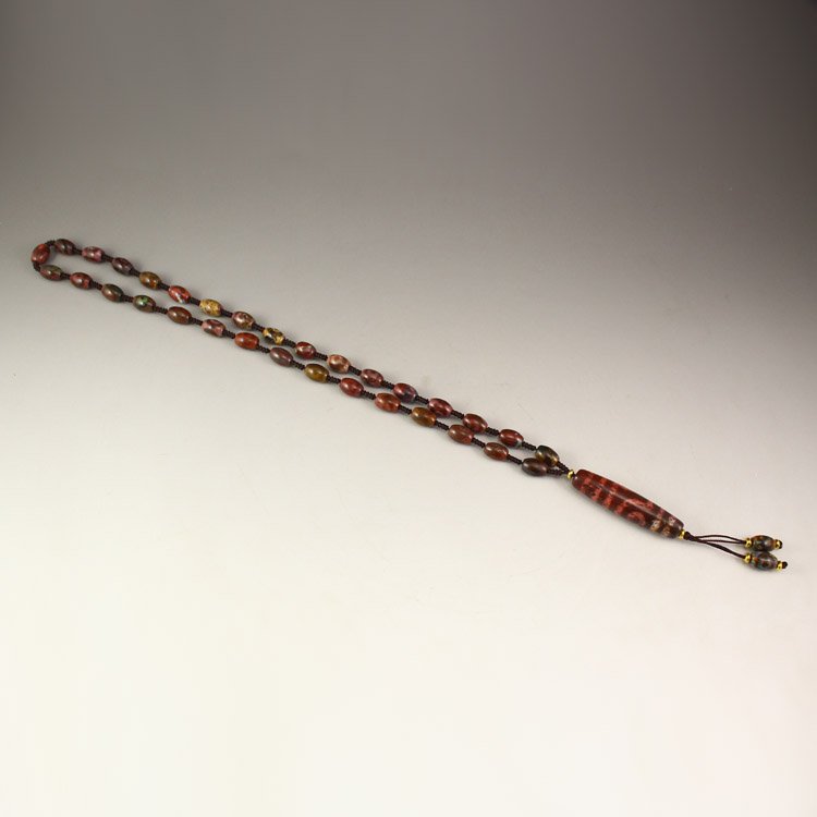 Vintage Chinese DZI Agate Beads Lucky Necklace (1 of 8)