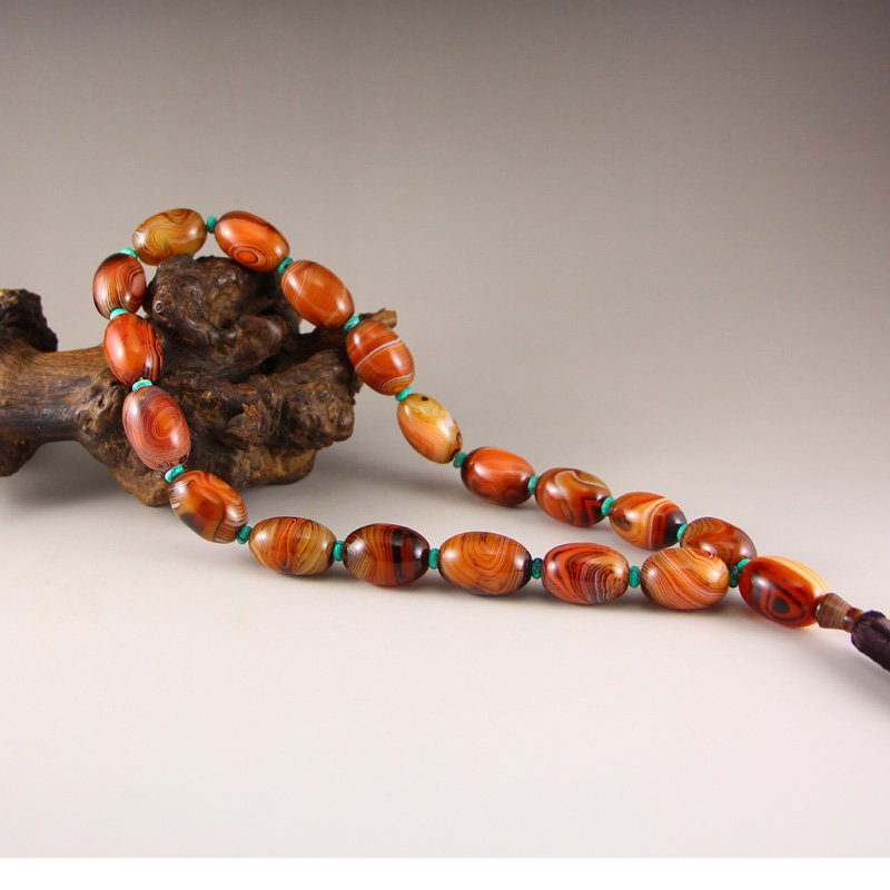 Chinese Natural Agate Beads Pray Necklace (1 of 7)