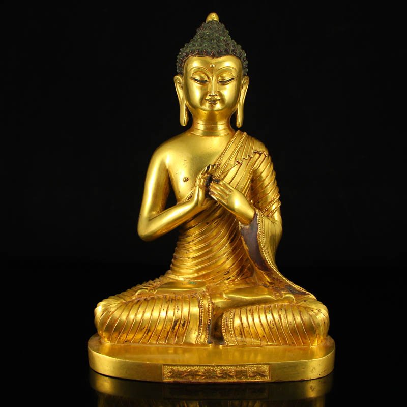 Chinese Gilt Gold Bronze Siddhartha Buddha Statue (1 of 10)