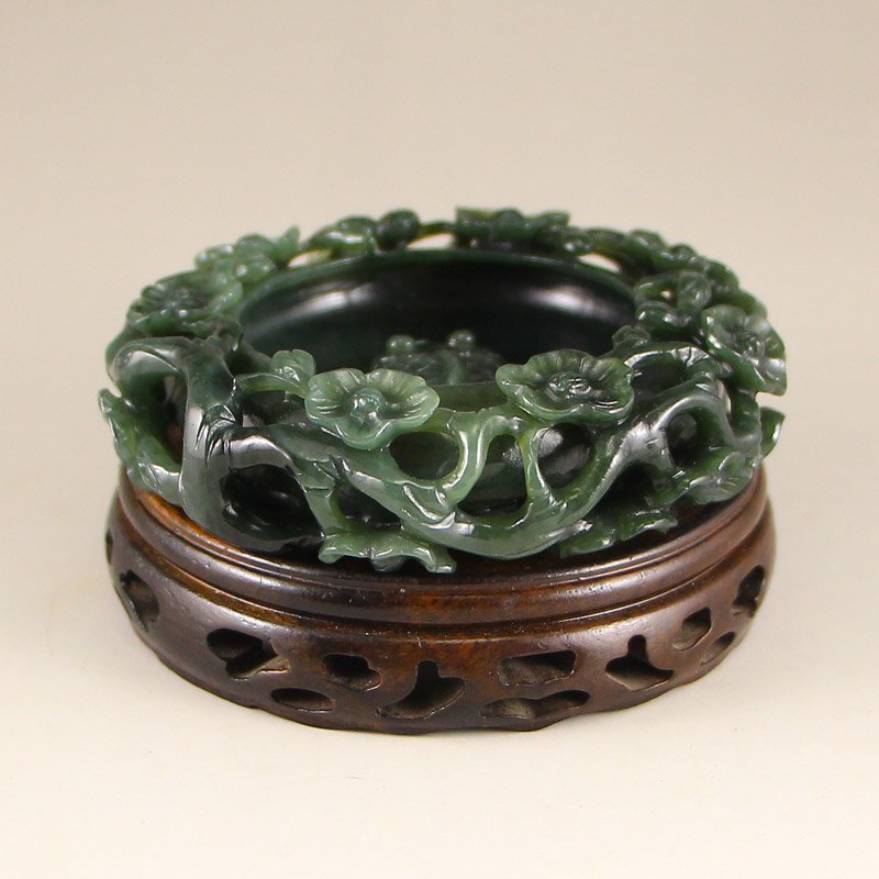Hetian Jade Brush Washers w Goldfish & Plum Flower (1 of 8)