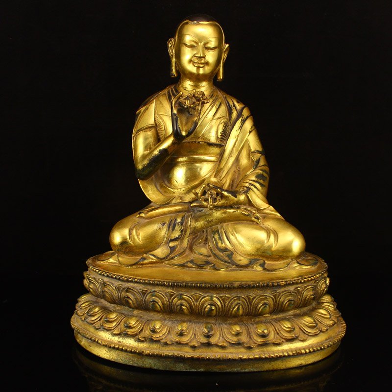 Tibet Gilt Gold Bronze Sabban Buddha Statue: 中國明代 西藏鎏金 薩班佛雕像 Chinese Ming Dynasty Tibet Gilt Gold Bronze Sabban Buddha Statue Dimension: 240 x 200 x 160(m