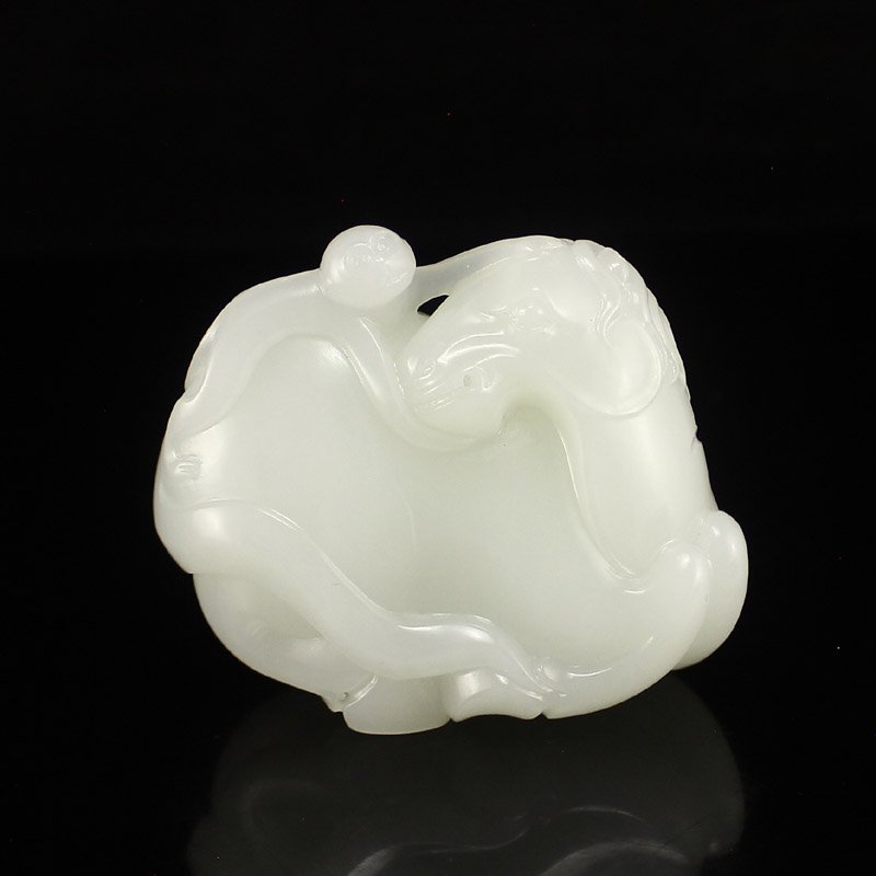 Chinese Hetian Jade Lucky Horse & Monkey Statue (1 of 9)