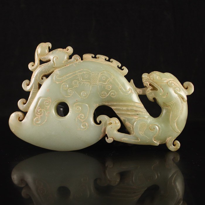 Chinese Hetian Jade Statue - Dragon & Phoenix (1 of 6)
