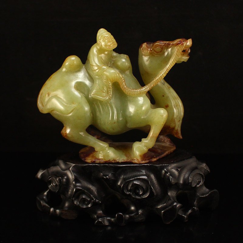 Vintage Chinese Hetian Jade Statue - Figure & Camel (1 of 5)