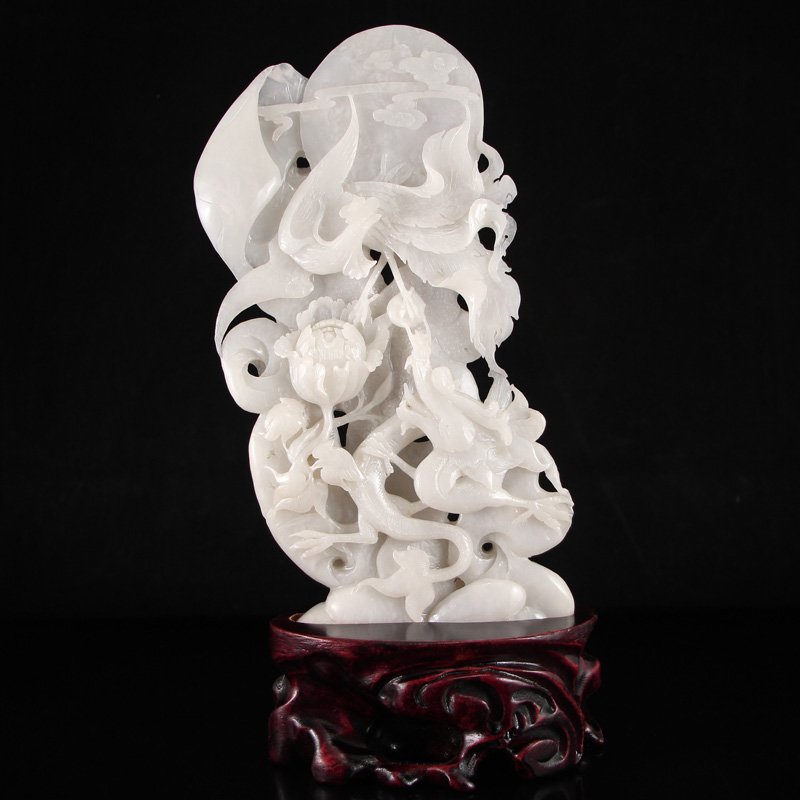 Superb Chinese Hetian Jade Statue - Dragon & Phoenix (1 of 7)