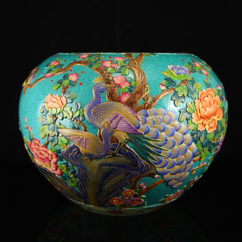 Chinese Gilt Gold Turquoise Glaze Porcelain Pot (1 of 10)