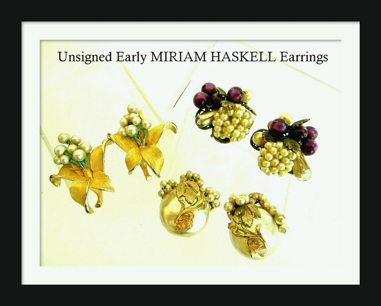 3 Pair Unsigned Miriam HASKELL Seed Bead Baroque: 3 Pair Unsigned Miriam HASKELL Seed Bead Baroque Earrings