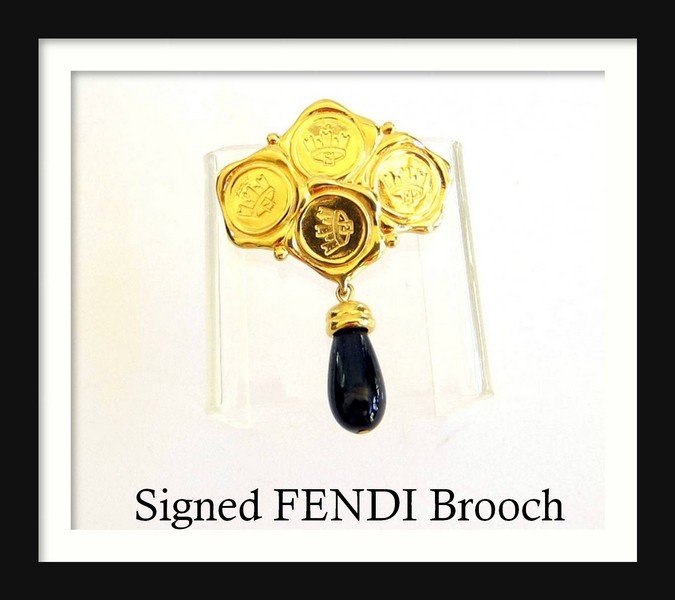 Vintage 80's Designer Signed FENDI Brooch: Vintage 80's Designer Signed FENDI Brooch