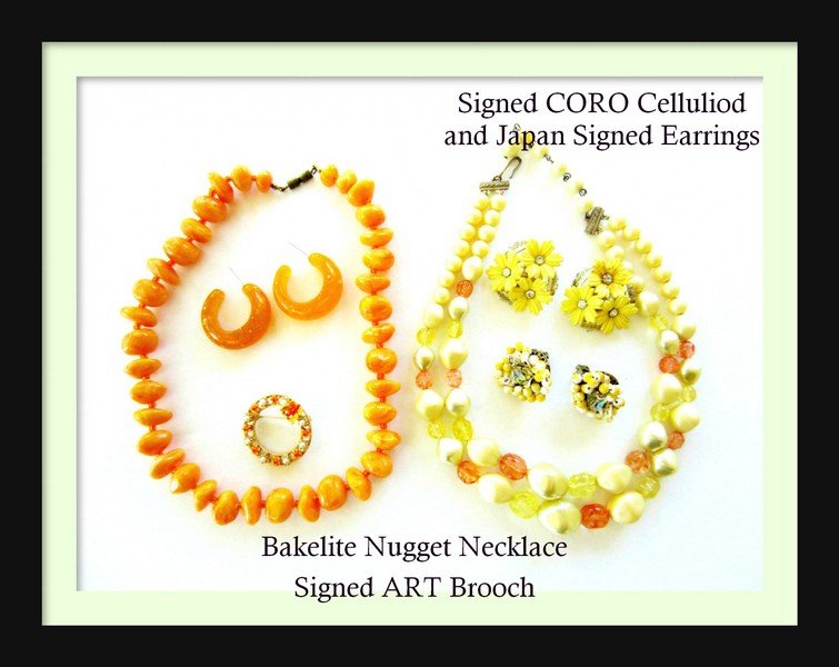 BAKELITE Nugget Necklace Signed ART CORO 6pc LOT: BAKELITE Nugget Necklace Signed ART CORO 6pc LOT