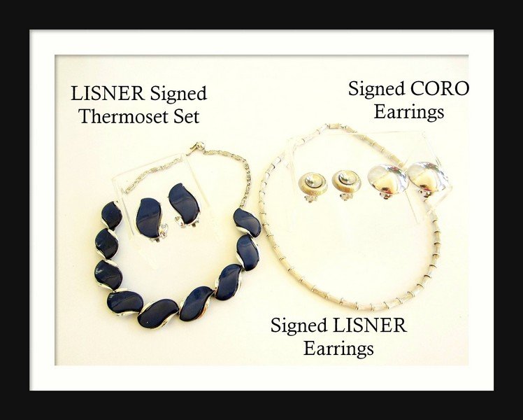 LISNER Signed Thermoset SET Lisner & CORO Earrings: LISNER Signed Thermoset SET Lisner & CORO Earrings