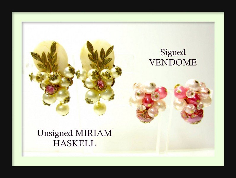 Signed VENDOME & Unsigned MIRIAM HASKELL Earring LOT: Signed VENDOME & Unsigned MIRIAM HASKELL Earring LOT
