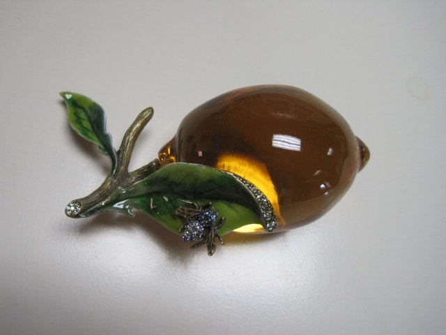 Jay Strongwater Yellow Crystal Lemon: Jay Strongwater Yellow Crystal Lemon, Rosabella Flora & Fauna Collection. $150.