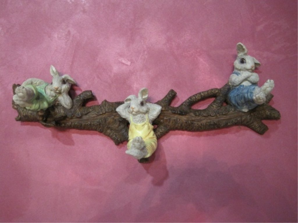 Three Bunny Wall Mount Coat Hanger: Three Bunny Wall Mount Coat Hanger