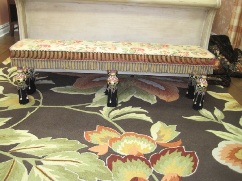 MacKenzie-Childs Fruit & Floral Bench: 60 1/2" long x 13 1/2" deep.