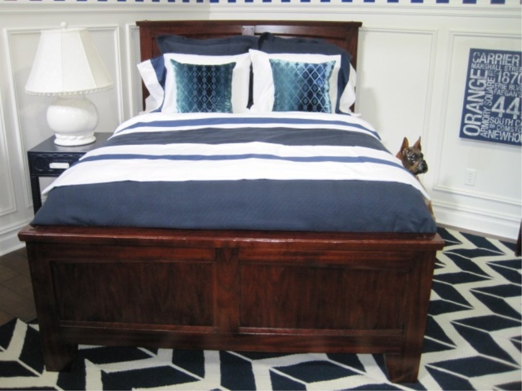 Harden Cabinetmaker's Cherry Remington Bed: Queen-Size Bed. Solid Cherry. 65" wide x 89 1/2" long x 56" high, comes with mattress & box spring, pillows, and linens.