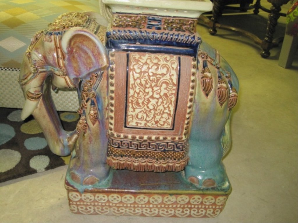 Ceramic Elephant Plant Stand: Vintage. 28 1/2" tall x 24" long