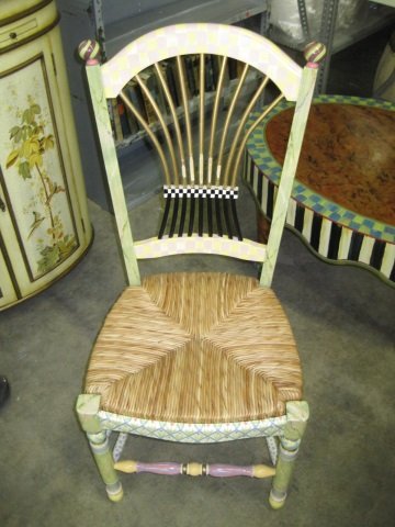 MacKenzie-Childs Flower Basket Chair: Vintage. Missing Flower Basket emblem. Otherwise in Excellent Condition.