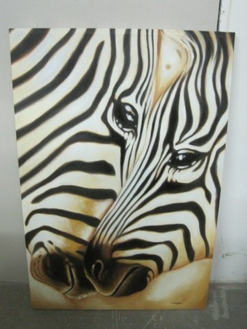 Jeremy Lee Signed Zebra Painting: Unframed. Double zebra painting. 24" wide x 36" tall. $350.