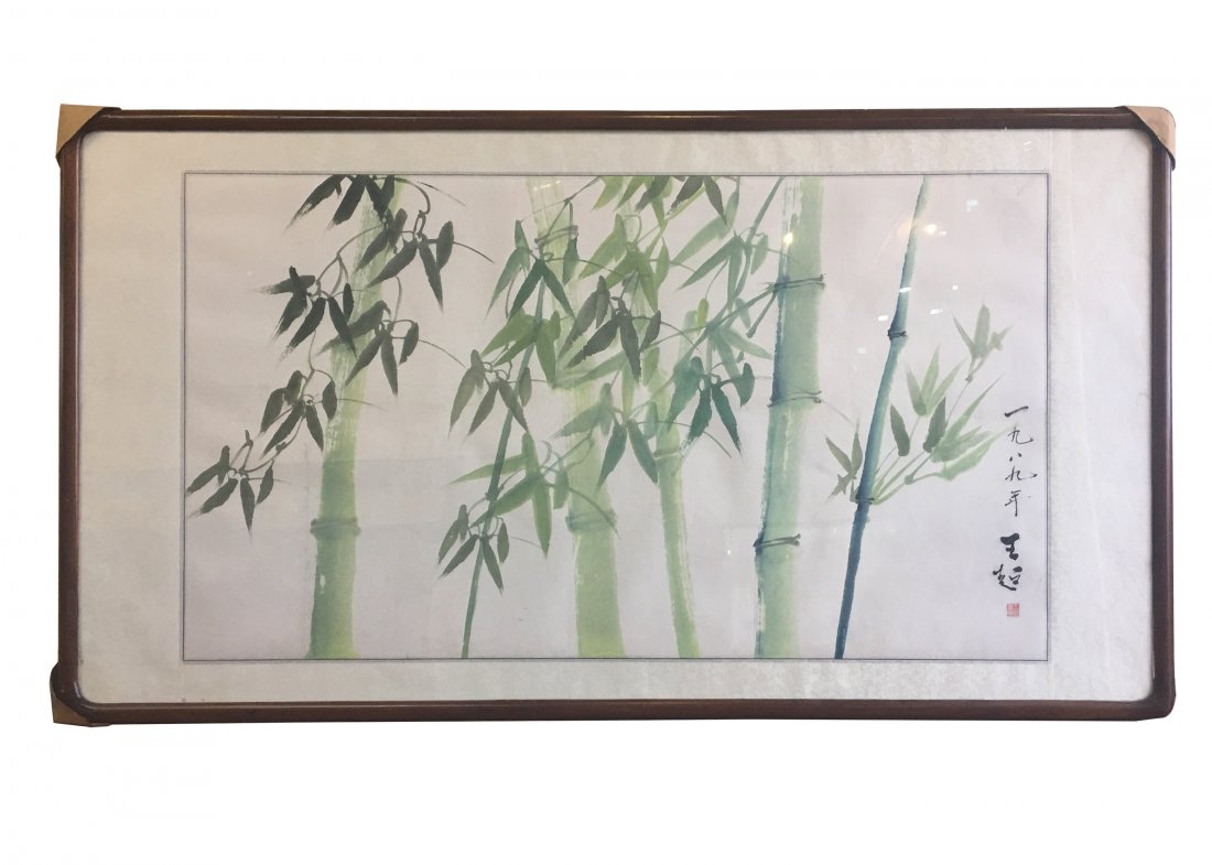 Wang Chao - Bamboo Chinese Painting: Wang Chao - Bamboo Chinese Painting: Width 120cm, Height 68cm; 王超-翠竹：宽120厘米高68厘米
