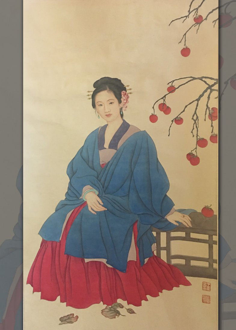 Wang Mei Fang - Chinese Painting: Wang Mei Fang - Chinese Painting: 102cm*61cm; 王美芳人物画：102厘米*61厘米