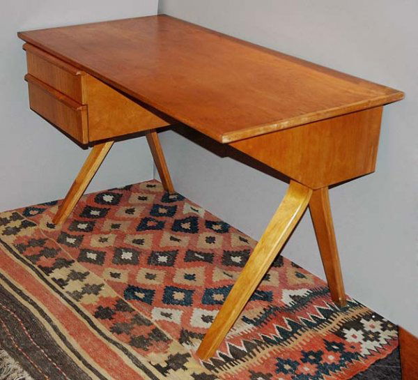 Bent Plywood Desk Cees Braakman for UMS-Pastoe, H: Bent Plywood Desk Cees Braakman for UMS-Pastoe, Holland, circa 1952-54 Height 28 3/4 inches, width 48 3/4 inches, depth 24 3/4 inches.