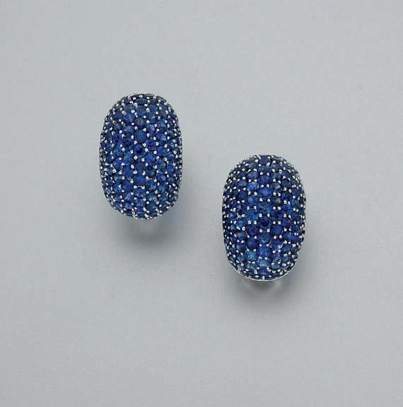 Pair of Sapphire Bombe Earrings