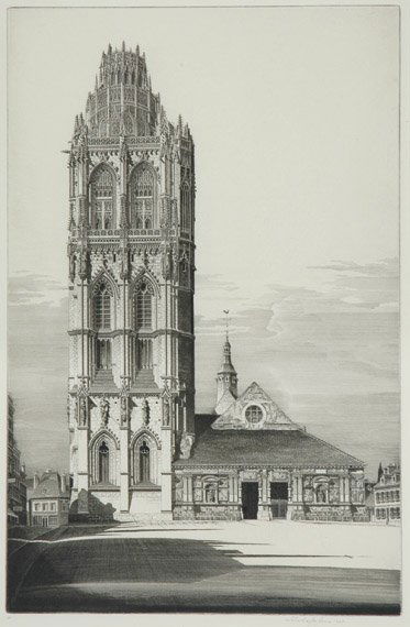 John Taylor Arms ASPIRATION Etching and aquatint: John Taylor Arms ASPIRATION (F. 329) Etching and aquatint, 1939, signed, dated, inscribed V and annotated sp in pencil, on J. Whatman laid paper, some printer's ink at sheet corners, otherwise in goo