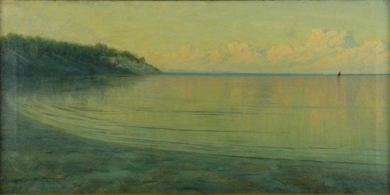 Thomas Alexander Harrison 1853-1930 Sunset on the: Thomas Alexander Harrison 1853-1930 Sunset on the Bay Signed A Harrison (ll) Oil on canvas 19 3/4 x 39 3/8 inches