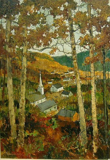 Eric Sloane 1905-1985 New England Autumn: Eric Sloane 1905-1985 New England Autumn Signed Eric Sloane N.A. (ll); signed and inscribed as titled on the reverse Oil with scraping on masonite 24 x 16 7/8 inches