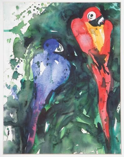 Malcolm Morley British, b.1931 UNTITLED [TWO PARR: Malcolm Morley British, b.1931 UNTITLED [TWO PARROTS] Signed Malcolm Morley (lr) Watercolor 15 1/8 x 11 1/4 inches
