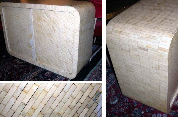 Bone Veneered Side Cabinet: Bone Veneered Side Cabinet Designed by Karl Springer